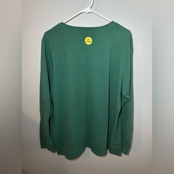 Life is Good Women’s Sz XXL Green Long Sleeve T-Shirt V-neck HEART TREE FLAG - Picture 2 of 7
